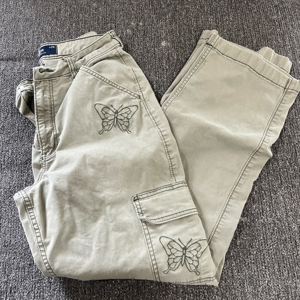Hollister Olive High-Rise Dad Pants
